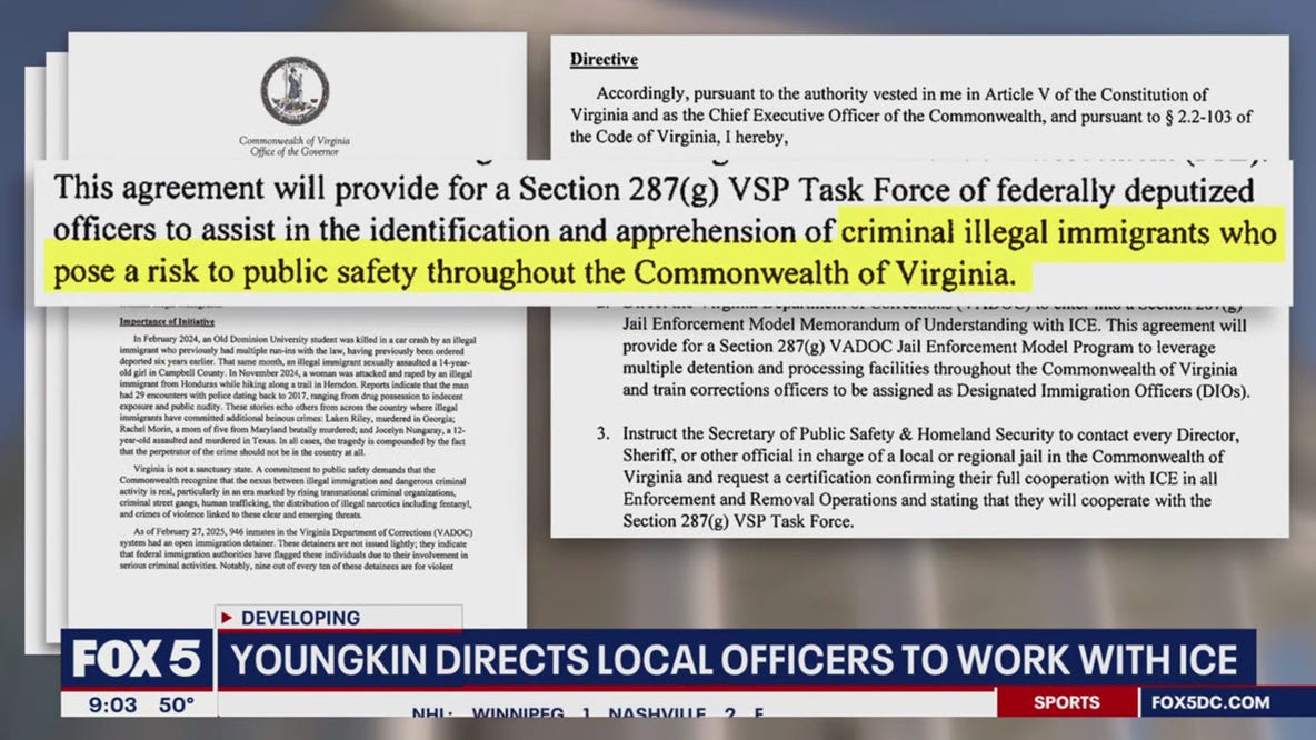 Youngkin directs local officers to work with ICE